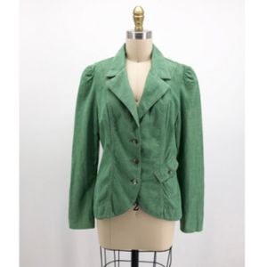 JOIE Green Corduroy Puff Shoulder Tailored Jacket